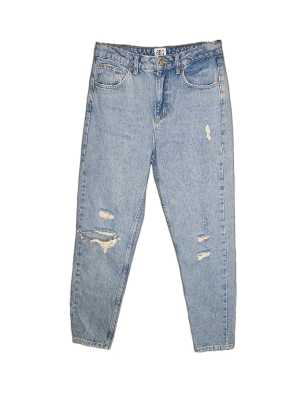 BDG Urban Outfitters Mom Jeans Wmn 29x32 Light Wash Distressed High Rise Denim